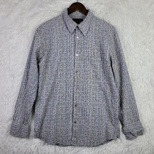 Vtg Jhane Barnes Shirt Mens L Silk Blend Gray Geometric Art To Wear Textured